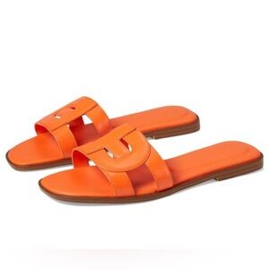 Cole Haan bright orange leather Chrisee Slide sandal